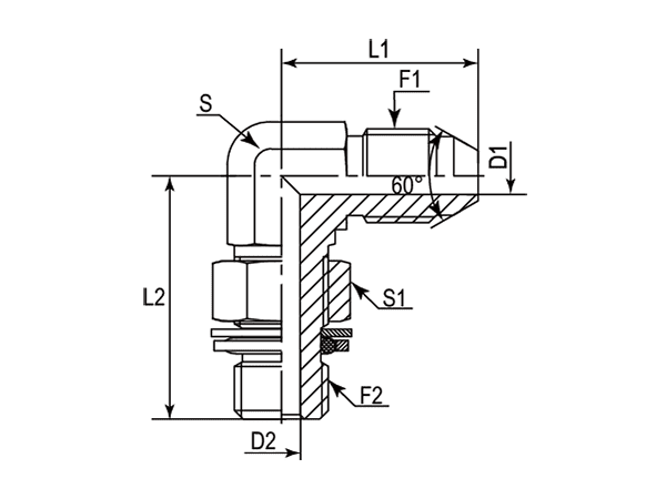 A drawing of DAJSBM906Q hydraulic adaptor.