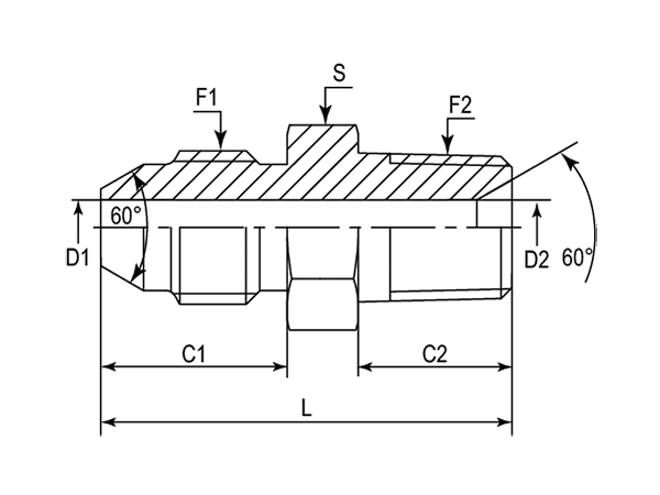 A drawing of DAJSM107M hydraulic adaptor.