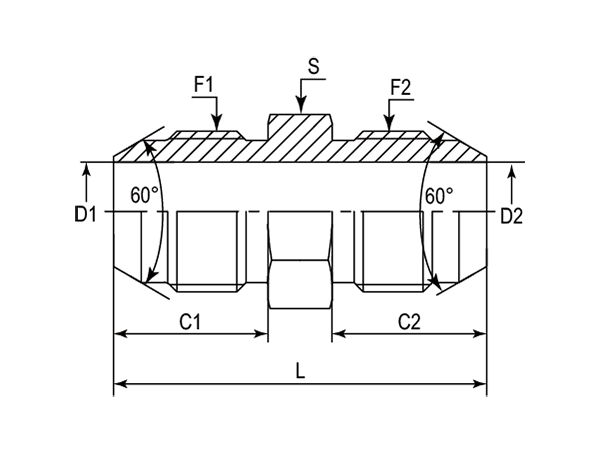 A drawing of DAJSM152JM hydraulic adaptor.
