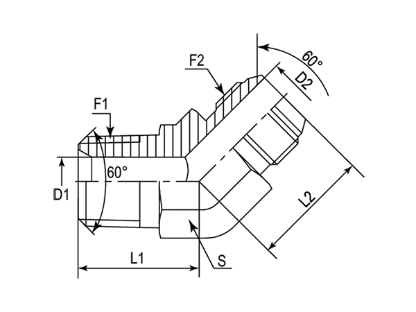 A drawing of DAJSM407M hydraulic adaptor.