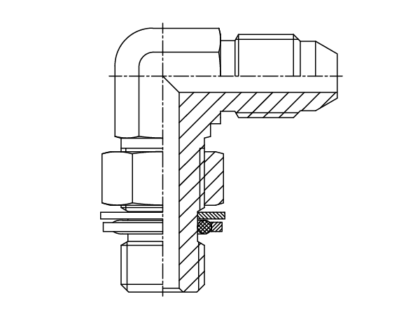 A drawing of DAJSM906Q hydraulic adaptor.
