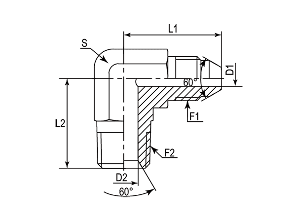 A drawing of DAJSM907M hydraulic adaptor.