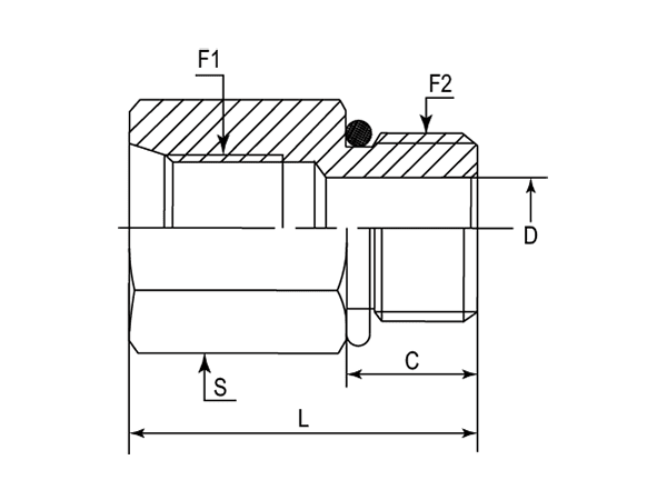 A drawing of DAMF1305 hydraulic adaptor.