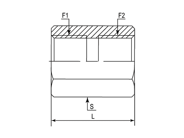 A drawing of DAMF152F hydraulic adaptor.