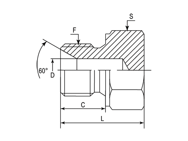 A drawing of DAMM1000 hydraulic adaptor.