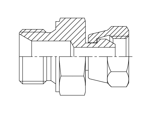 A drawing of DAMM1021 hydraulic adaptor.