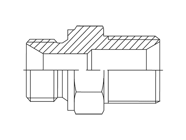 A drawing of DAMM107M-LH hydraulic adaptor.