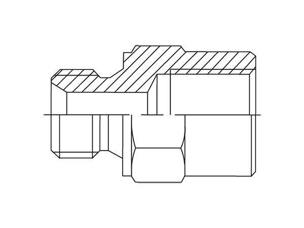 A drawing of DAMM128F hydraulic adaptor.