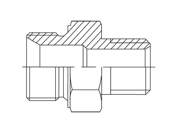 A drawing of DAMM128M hydraulic adaptor.