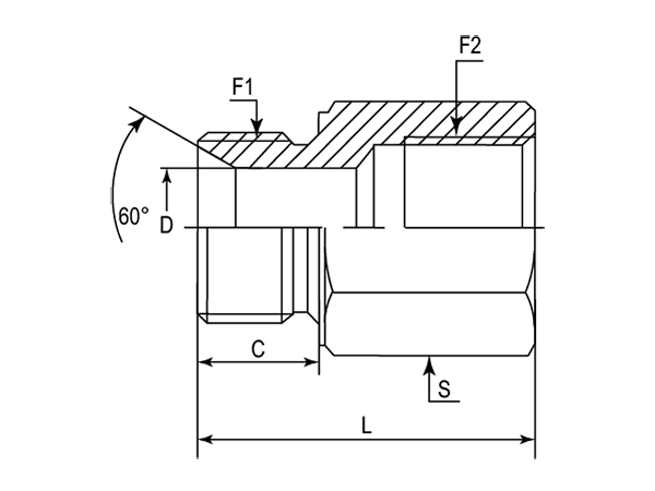 A drawing of DAMM152F hydraulic adaptor.
