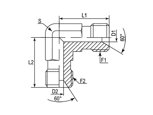 A drawing of DAMM952M hydraulic adaptor.