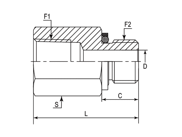 A drawing of DANPF106Q hydraulic adaptor.