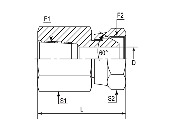 A drawing of DANPF1091 hydraulic adaptor.