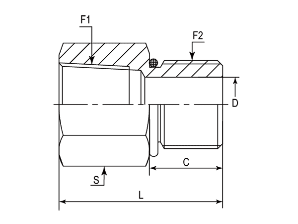 A drawing of DANPF1305 hydraulic adaptor.