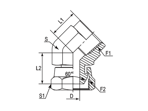 A drawing of DANPF4091 hydraulic adaptor.