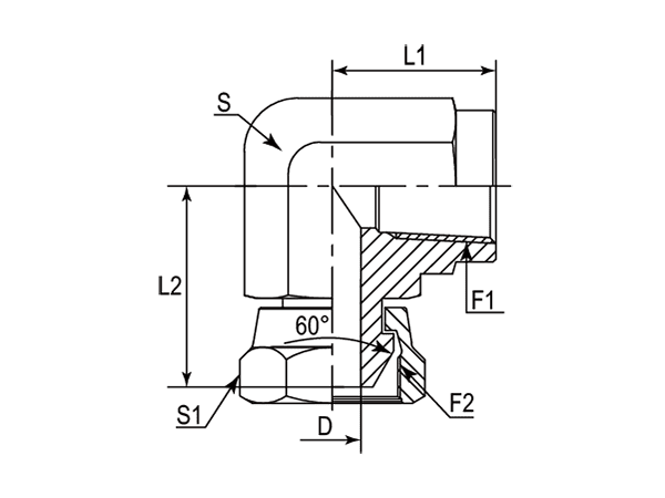 A drawing of DANPF9091 hydraulic adaptor.