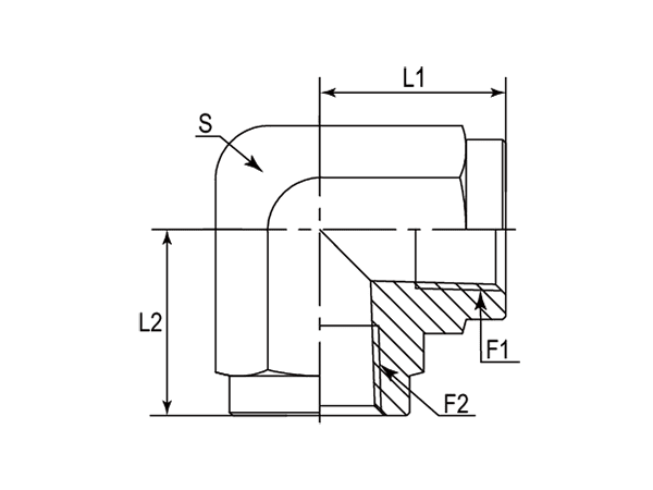 A drawing of DANPF928F hydraulic adaptor.