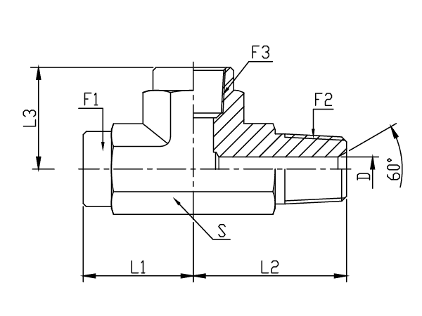 A drawing of DANPFL28M hydraulic adaptor.