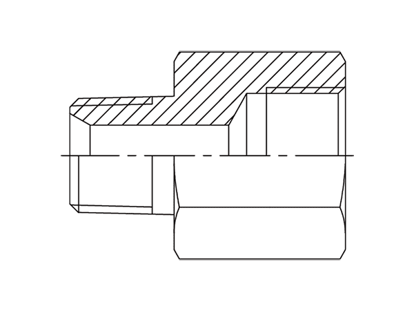 A drawing of DANPM105F hydraulic adaptor.
