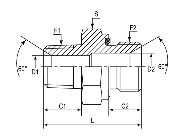 A drawing of DANPM1061 hydraulic adaptor.