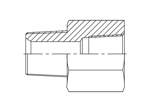 A drawing of DANPM128F hydraulic adaptor.