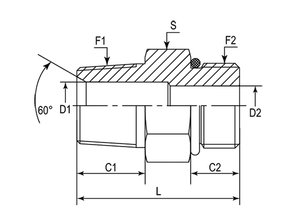 A drawing of DANPM1305 hydraulic adaptor.
