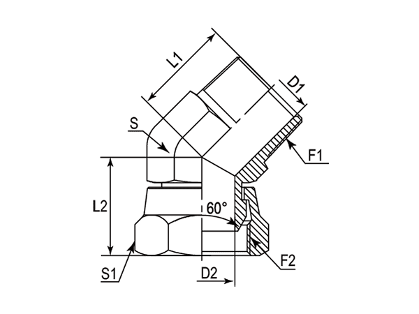 A drawing of DANPM4091 hydraulic adaptor.