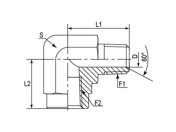 A drawing of DANPM928F hydraulic adaptor.