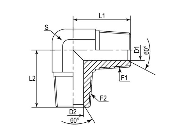 A drawing of DANPM928M hydraulic adaptor.