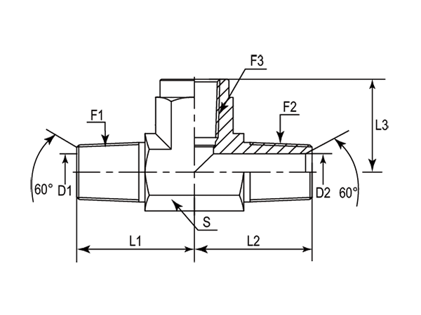 A drawing of DANPMT28F hydraulic adaptor.