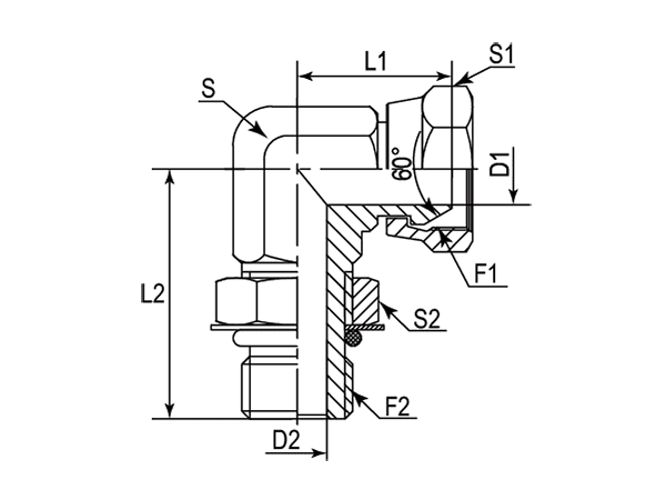 A drawing of DANPS9305 hydraulic adaptor.