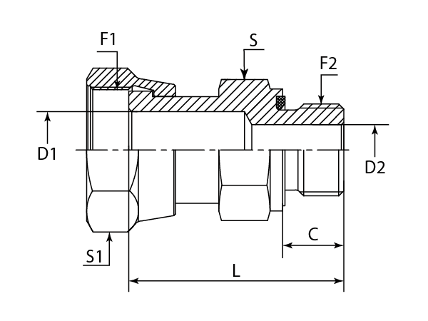 A drawing of DAOF11061 hydraulic adaptor.