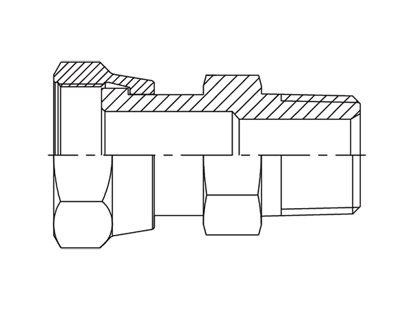 A drawing of DAOF1107M hydraulic adaptor.