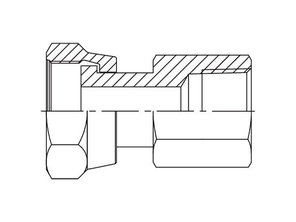 A drawing of DAOF1128F hydraulic adaptor.