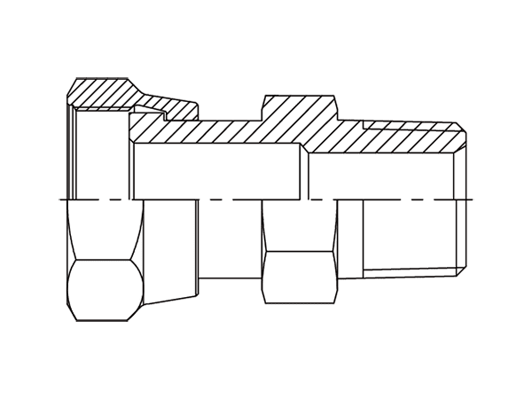 A drawing of DAOF1128M hydraulic adaptor.