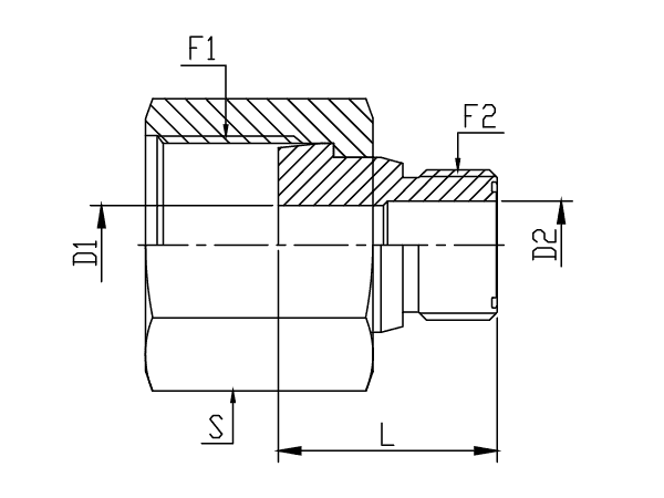 A drawing of DAOF31245 hydraulic adaptor.