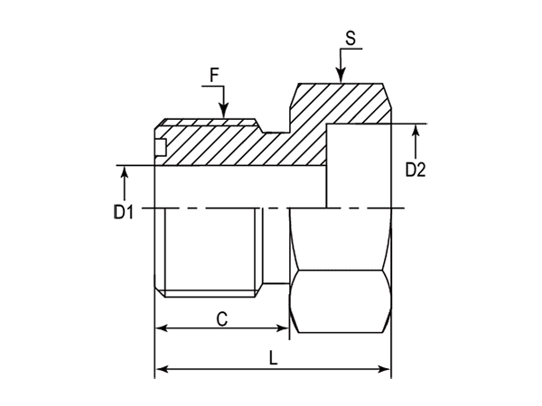 A drawing of DAOF5100B hydraulic adaptor.