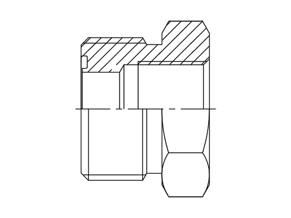 A drawing of DAOF5105F hydraulic adaptor.
