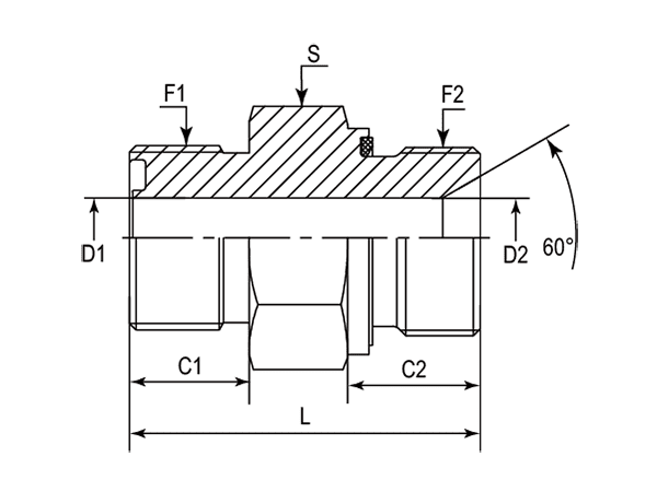 A drawing of DAOF51061 hydraulic adaptor.