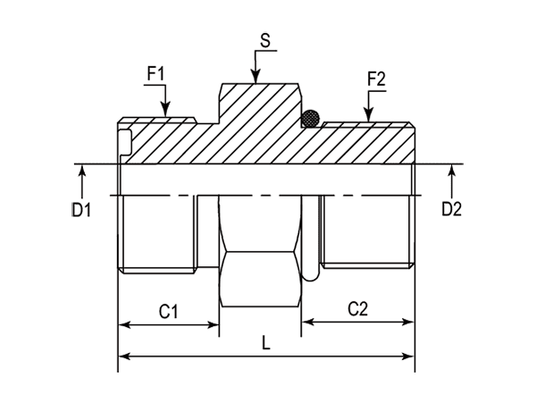 A drawing of DAOF51065 hydraulic adaptor.