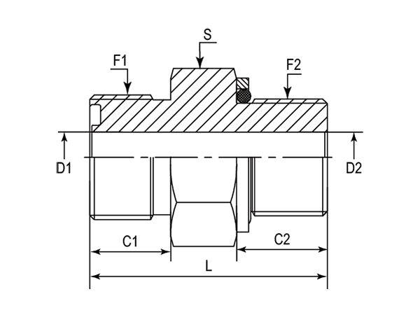 A drawing of DAOF5106Q hydraulic adaptor.