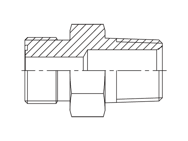 A drawing of DAOF5107M hydraulic adaptor.