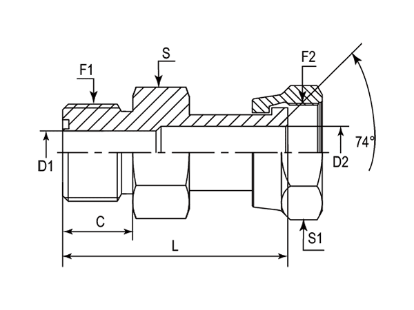 A drawing of DAOF51241 hydraulic adaptor.