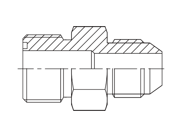 A drawing of DAOF5125M hydraulic adaptor.