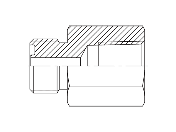 A drawing of DAOF5128F hydraulic adaptor.