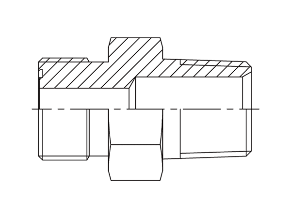 A drawing of DAOF5128M hydraulic adaptor.