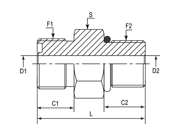 A drawing of DAOF51305 hydraulic adaptor.
