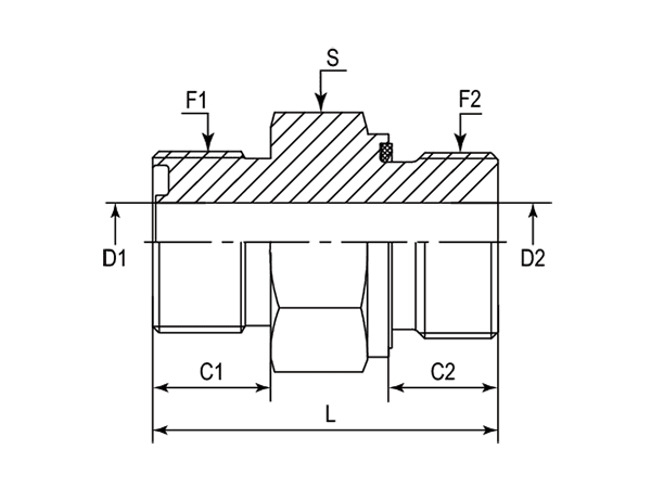 A drawing of DAOF51521 hydraulic adaptor.