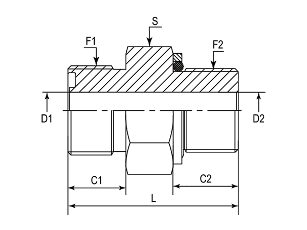 A drawing of DAOF51525 hydraulic adaptor.
