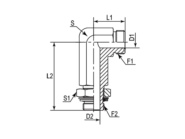 A drawing of DAOF5906Y hydraulic adaptor.